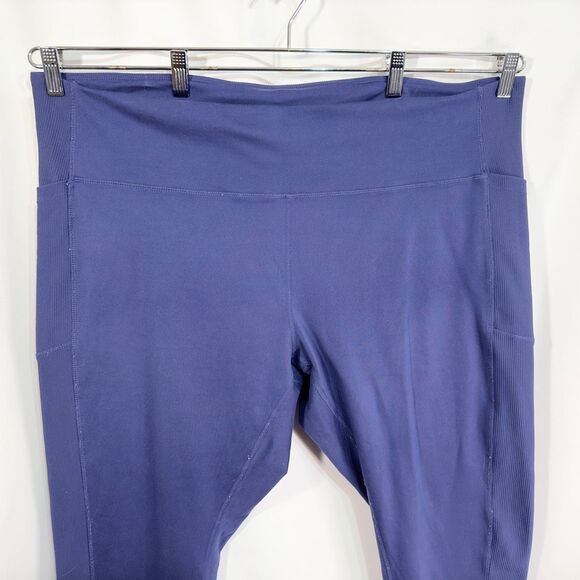 Freely Plus Size‎ 3X Leggings Blue Ribbed Full Length Stretch Athleisure 991 - Picture 3 of 11